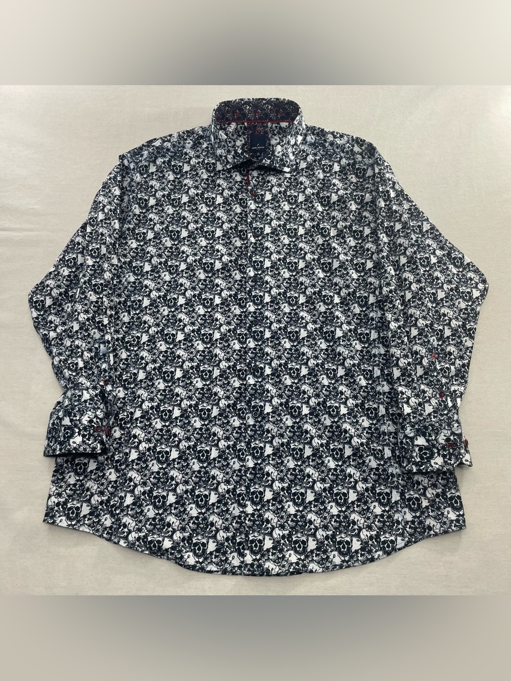 Daniel Hechter Skull Floral Print Button Up Dress Shirt Mens's 3XStretch